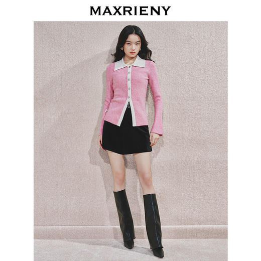 MAXRIENY优雅浪漫感翻领套头针织衫24冬收腰显瘦上衣高级气质感(货号:MS85SW756) 商品图1