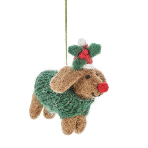 北京仓｜Felt So Good-Rudolph Dachshund Dog-圣诞毛衣腊肠小狗 羊毛毡 挂件［英国设计师］ 商品图1