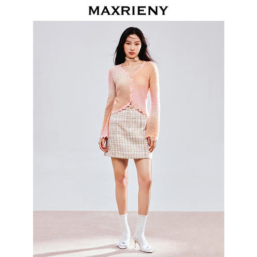 门店发货：MAXRIENY慵懒宽松浪漫精致纽扣针织外套女高级气质感浅春系穿搭(货号:MS85JA770) 商品图1