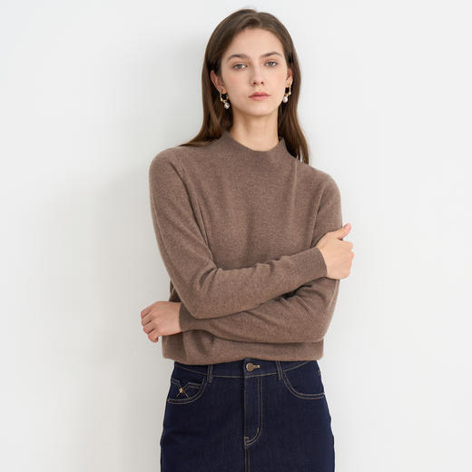 纬漫纪同款不上架-【10.1%山羊绒】EITIE爱特爱保暖半高领直筒羊毛针织衫冬新款D2501921 商品图11