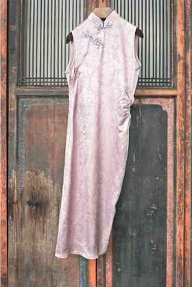 盛唐牡丹 | Paisley纹真丝斜裁旗袍裙