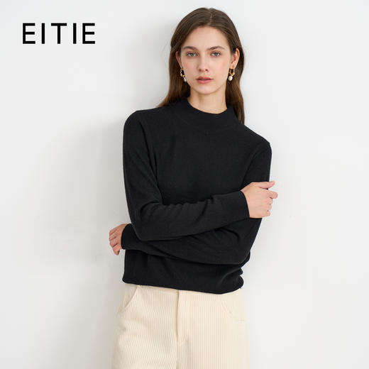 纬漫纪同款不上架-【10.1%山羊绒】EITIE爱特爱保暖半高领直筒羊毛针织衫冬新款D2501921 商品图4