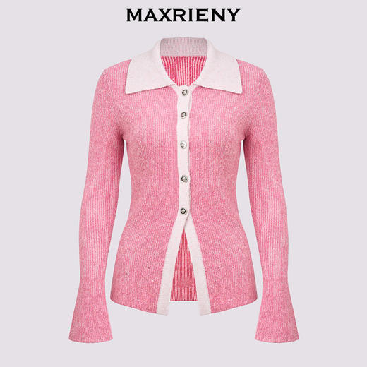 MAXRIENY优雅浪漫感翻领套头针织衫24冬收腰显瘦上衣高级气质感(货号:MS85SW756) 商品图4