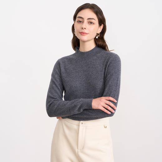 纬漫纪同款不上架-【10.1%山羊绒】EITIE爱特爱保暖半高领直筒羊毛针织衫冬新款D2501921 商品图7