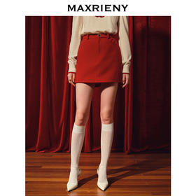 玛克门店发货：MAXRIENY复古箱型羊毛混纺裤裙冬季新款短裤女(货号:MC88PA801)