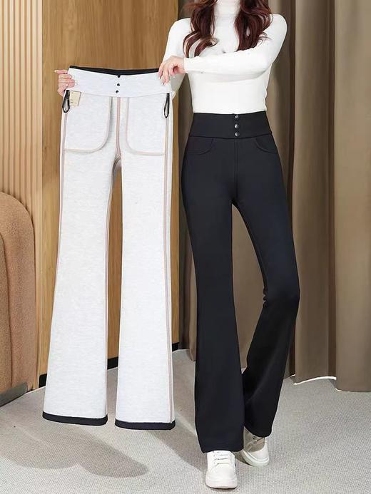 女王节抢购价-不支持退  五只白鹅—抗菌貂绒蚕丝微喇裤女秋冬加绒加厚高腰显瘦收腹裤子9165 商品图4