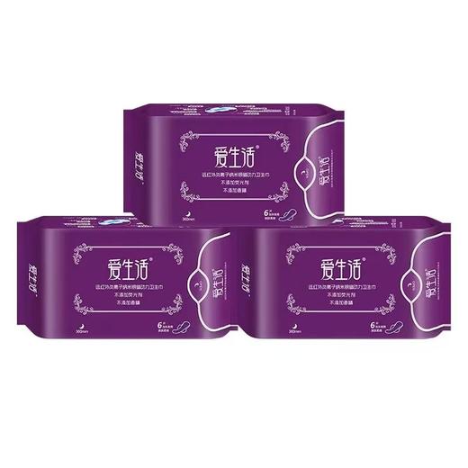 爱生活加长夜用卫生巾6片 商品图1
