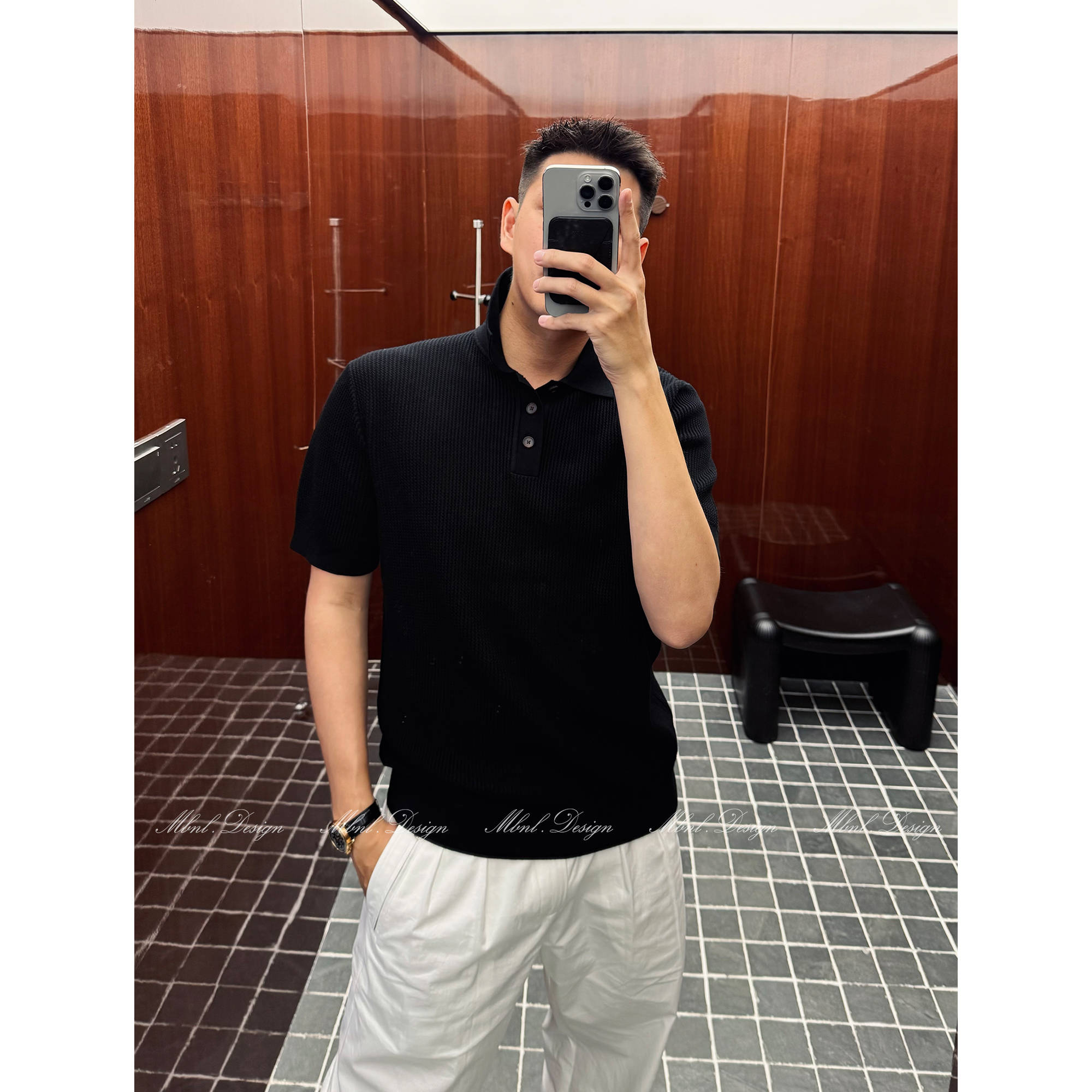 「默织」秦磊男装双纱线混纺质感纹路polo衫LL-WSY1133 N9商品图1
