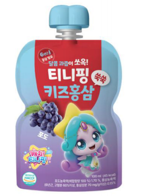 富林可红参葡萄味饮料100ml티니핑 키즈홍삼_포도맛(초롱핑) 100ml