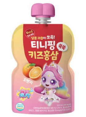 红参橙子味饮料100ml티니핑 키즈홍삼_오렌지맛(오로라핑) 100ml