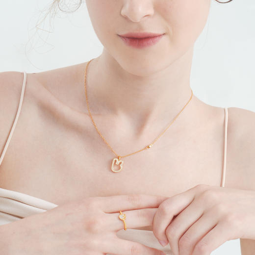 袋鼠团团锆石项链 商品图0