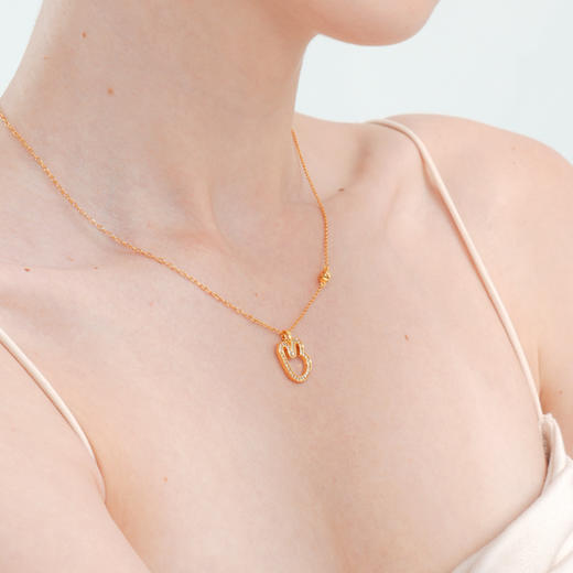 袋鼠团团锆石项链 商品图1