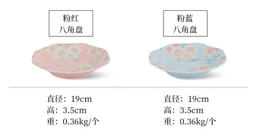 【特惠6折，无货退款】日本进口有古窑日式釉下彩陶瓷盘子花集圆盘套装家用菜盘餐盘餐具有古窯八角盘4盘套装 商品图4
