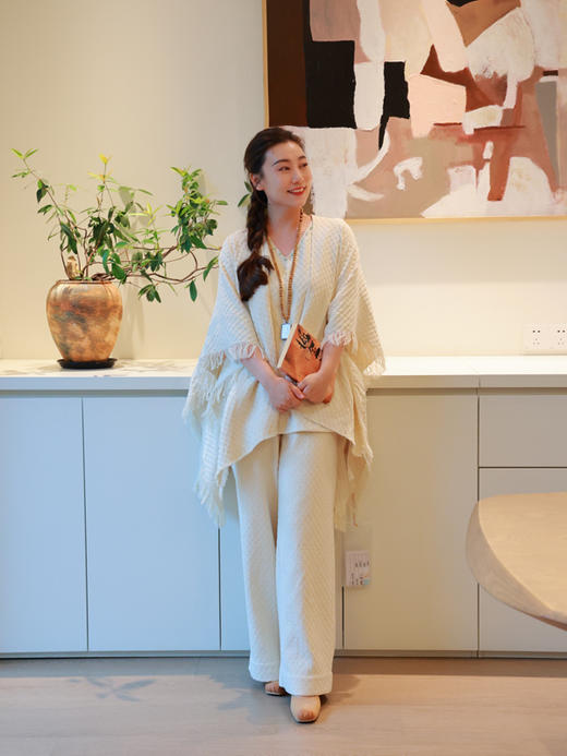 【抖音专属】云山白·流苏披肩（21705029-云山白） 商品图2