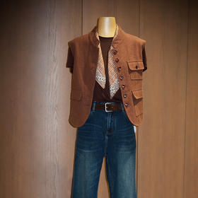 良木礼立领亚麻马甲（Q2584257）