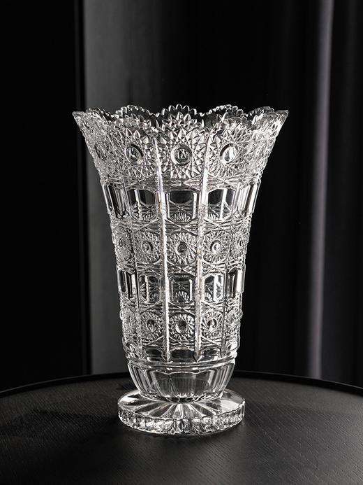 捷克进口BOHEMIA水晶玻璃花瓶 古典奢华高端复古客厅摆件透明花瓶波西米亚500PK手刻花瓶30.5cm 商品图2