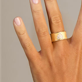 北京仓｜MYA-BAY-HEART CROWN-金色 宽面 心形 锆石 戒指［比利时设计师］