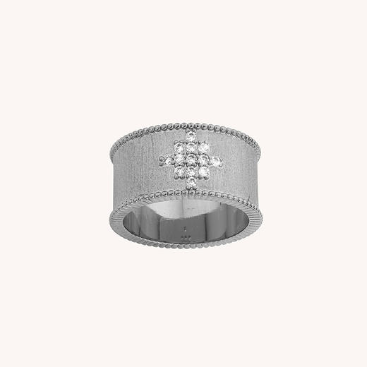 北京仓｜MYA-BAY-BELLA CROWN-银色 宽面 花边 菱形 锆石 戒指［比利时设计师］ 商品图1