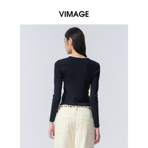 VIMAGE纬漫纪假两件修身显瘦羊毛针织衫V2401104 商品图4