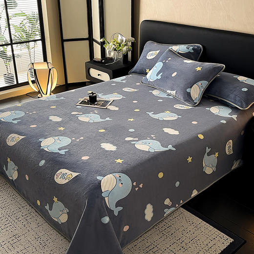 【换季出清】自然醒A类纯色印花高克重加厚保暖包边牛奶绒床单单件加绒冬天绒毯法兰绒学生防滑珊瑚绒毛毯QJ 商品图5