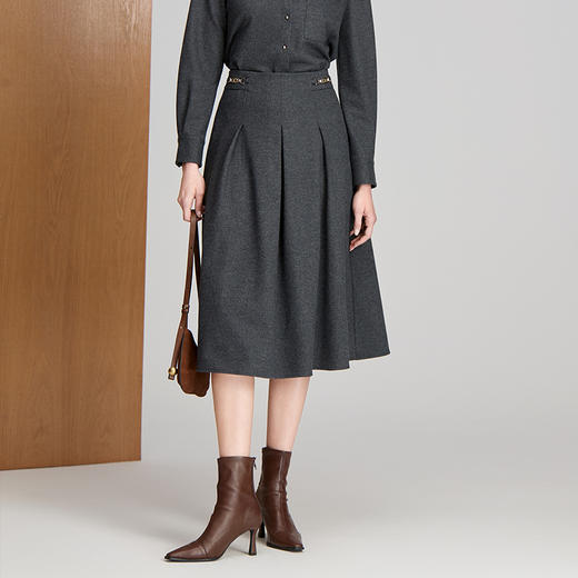 EITIE爱特爱高腰百褶设计时尚显瘦保暖半裙8406106 商品图5