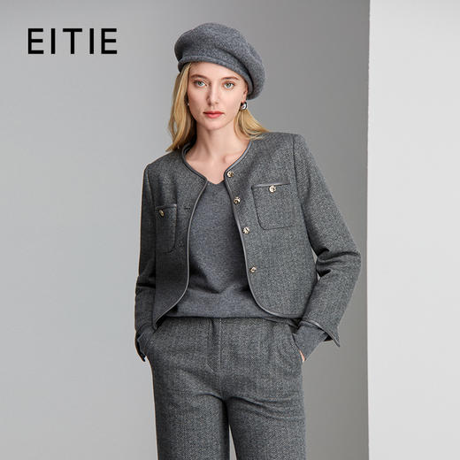 EITIE爱特爱高级灰质感保暖时尚冬季新款保暖短外套外套8403103 商品图0
