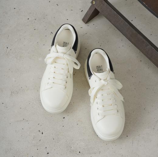 西村名物2025年秋季新款超轻厚底舒适透气系带休闲鞋小白鞋运动鞋T25CM31781 商品图5