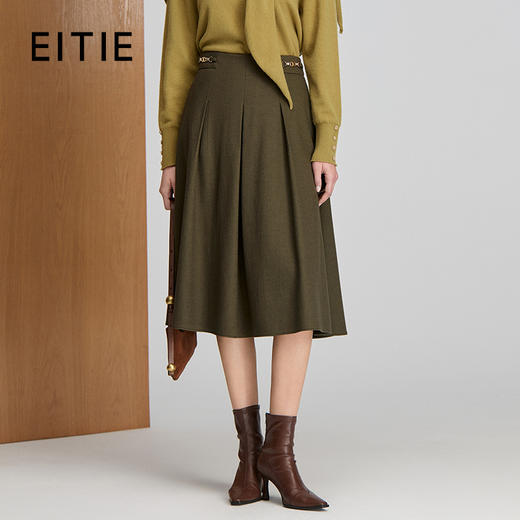 EITIE爱特爱高腰百褶设计时尚显瘦保暖半裙8406106 商品图1