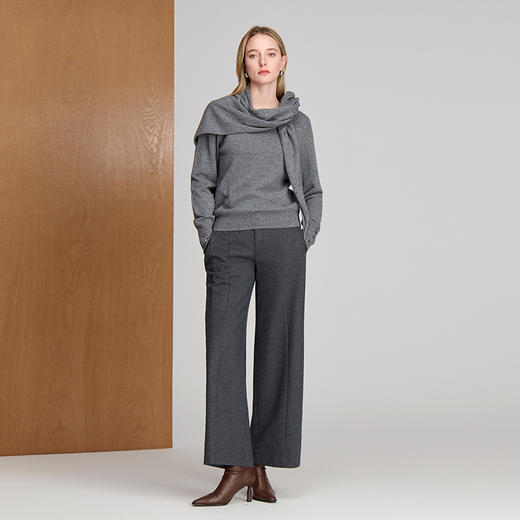 EITIE爱特爱直筒版型高腰显瘦保暖冬季新款长裤8405105 商品图1