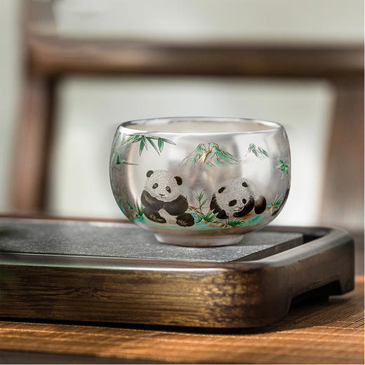 熊猫银瓷杯足银999 商品图2