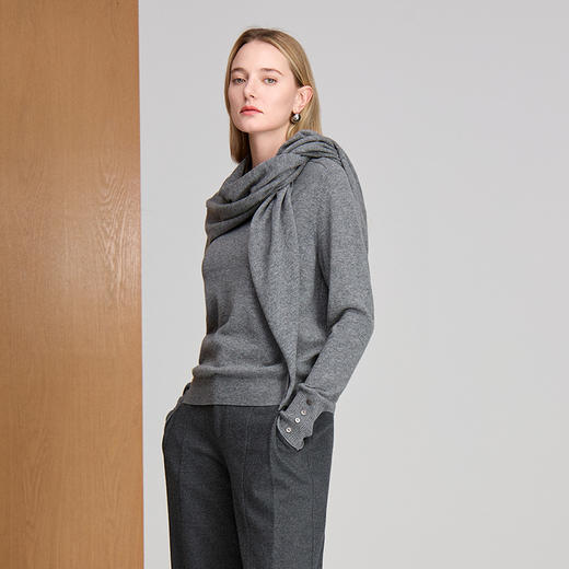 EITIE爱特爱圆领套头亲肤舒适披肩可拆卸时尚针织衫8401110 商品图7