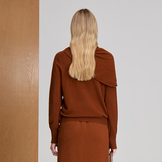 EITIE爱特爱圆领套头亲肤舒适披肩可拆卸时尚针织衫8401110 商品图11