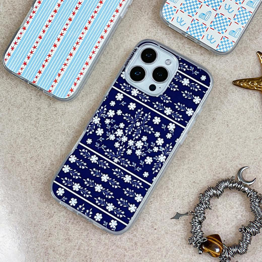 【丹宁星星】蓝调碎花 POPCASE手机壳 MagSafe Popcase磁吸款 蓝色 植物花卉 拼贴 iPhone17/16/15/14 商品图1