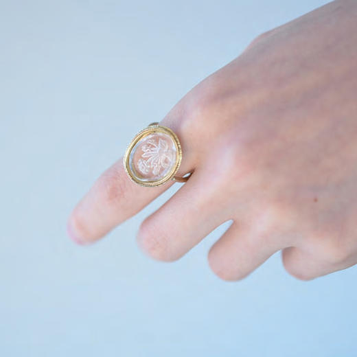订购4周到｜Monshiro-rose-金色 玫瑰 水晶 戒指［日本设计师］ 商品图1