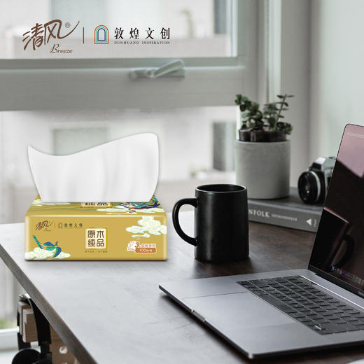 清风&敦煌文创原木纯品系列3层100抽纸巾AR60SDH 6/12/24包(QF) 商品图2