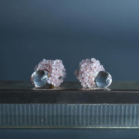 北京仓｜Monshiro-ajisai-粉色 绣球 露珠 耳钉［日本设计师］