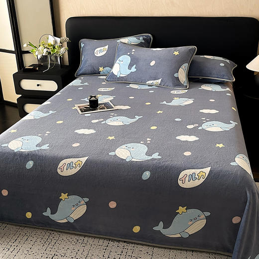 【换季出清】自然醒A类纯色印花高克重加厚保暖包边牛奶绒床单单件加绒冬天绒毯法兰绒学生防滑珊瑚绒毛毯QJ 商品图4