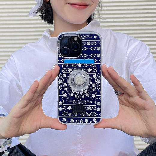 【丹宁星星】蓝调碎花·MagSafe卡包 WALLET卡包 Wallet of Magsafe磁吸卡包系列 蓝色 花卉植物 商品图1