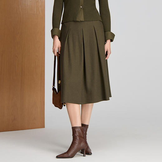 EITIE爱特爱高腰百褶设计时尚显瘦保暖半裙8406106 商品图6