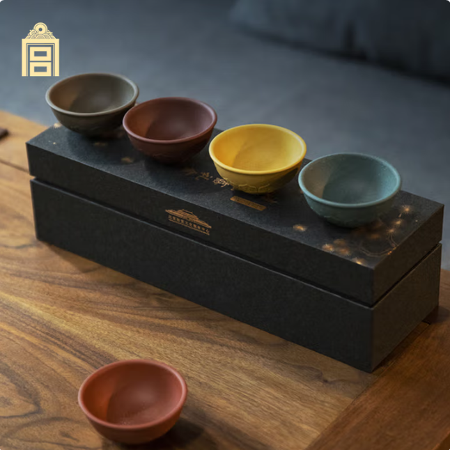 奉旨故宫文创五色紫砂杯礼盒茶杯高档茶具套装 生日礼物 伴手礼