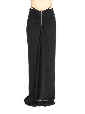 Rui Built | 棉麻G字腰饰拉链长半裙