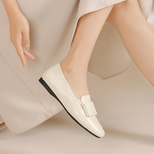 西村名物秋季新款舒适软底软面薄底平跟防滑深口单鞋乐福鞋T24CM37971 商品图3