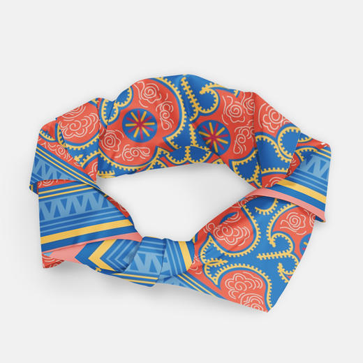 深山集市 手卷边苗族涡纹印花丝巾 商品图2