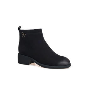 豪麟名鞋奥莱迪嘉女鞋短靴羊反绒面革DJMEO52WN202黑色  原价1960元