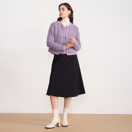 EITIE爱特爱精致小香风紫色法式通勤优雅直筒短外套秋冬新款D2503909 商品图3