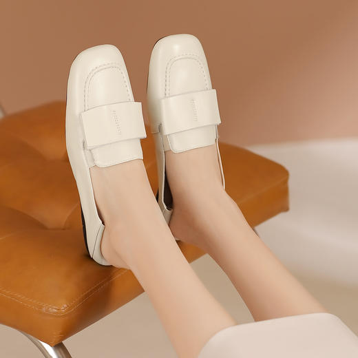 西村名物秋季新款舒适软底软面薄底平跟防滑深口单鞋乐福鞋T24CM37971 商品图7