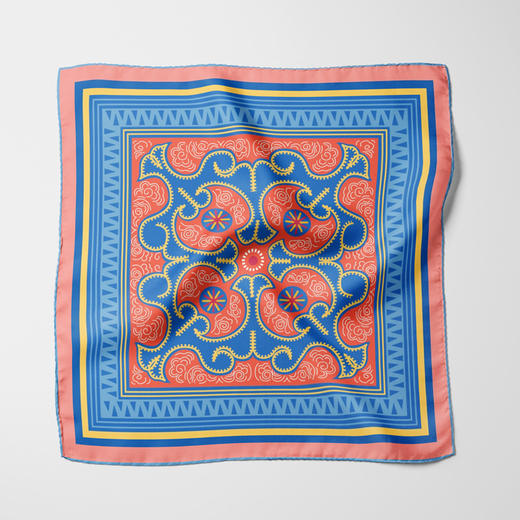 深山集市 手卷边苗族涡纹印花丝巾 商品图3