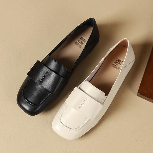 西村名物秋季新款舒适软底软面薄底平跟防滑深口单鞋乐福鞋T24CM37971 商品图2