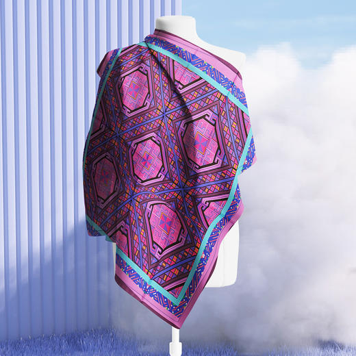 深山集市 苗族几何纹丝巾 商品图0