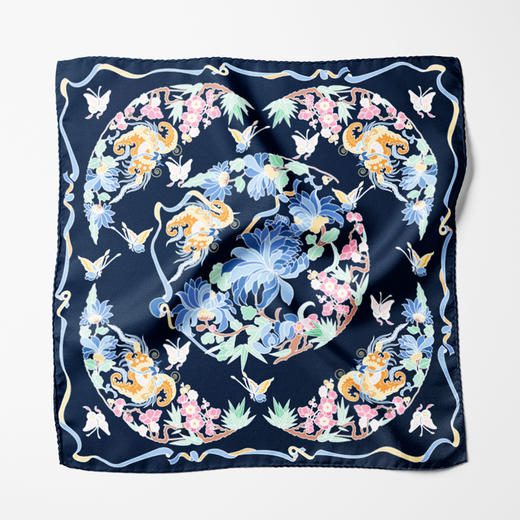 深山集市 梅兰竹菊蝴蝶纹丝巾 商品图3